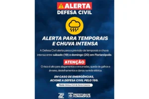 Florianópolis tem alerta para temporais e chuva intensa neste fim de semana