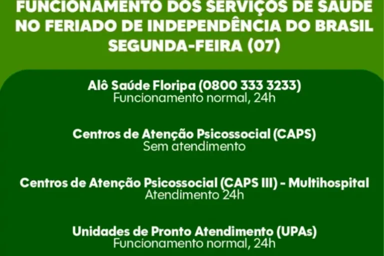 Home 21 serviços de saúde no feriado