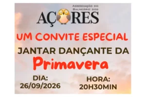Jantar Dançante da Primavera será realizado no Balneário dos Açores