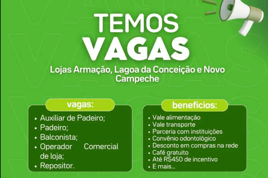 Vagas em Supermercado | Armação, Lagoa da Conceição e Novo Campeche 1