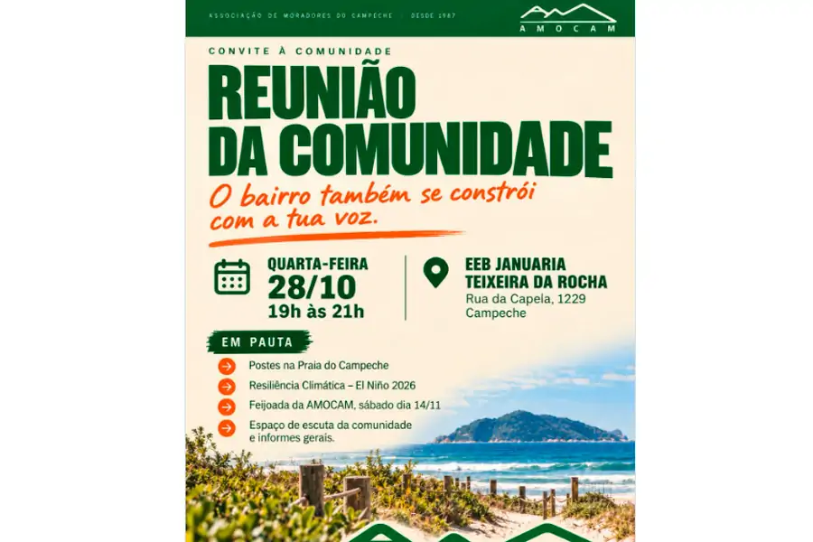AMOCAM promove reunião comunitária para discutir Praia do Campeche, mudanças climáticas e demandas dos moradores 1