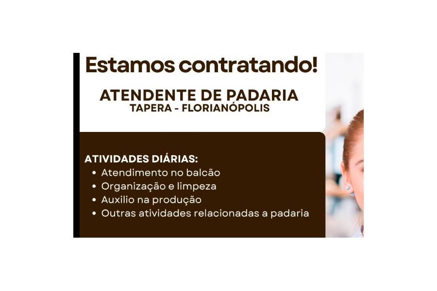 Atendente de Padaria | Tapera 1 Atendente de Padaria | Tapera 1