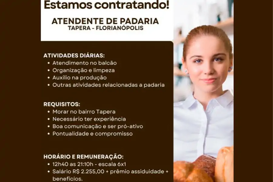 Atendente de Padaria | Tapera 1 Atendente de Padaria | Tapera 1