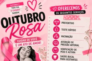Home 6 Centro de Saúde do Morro das Pedras terá atendimento especial de Outubro Rosa neste sábado (17)