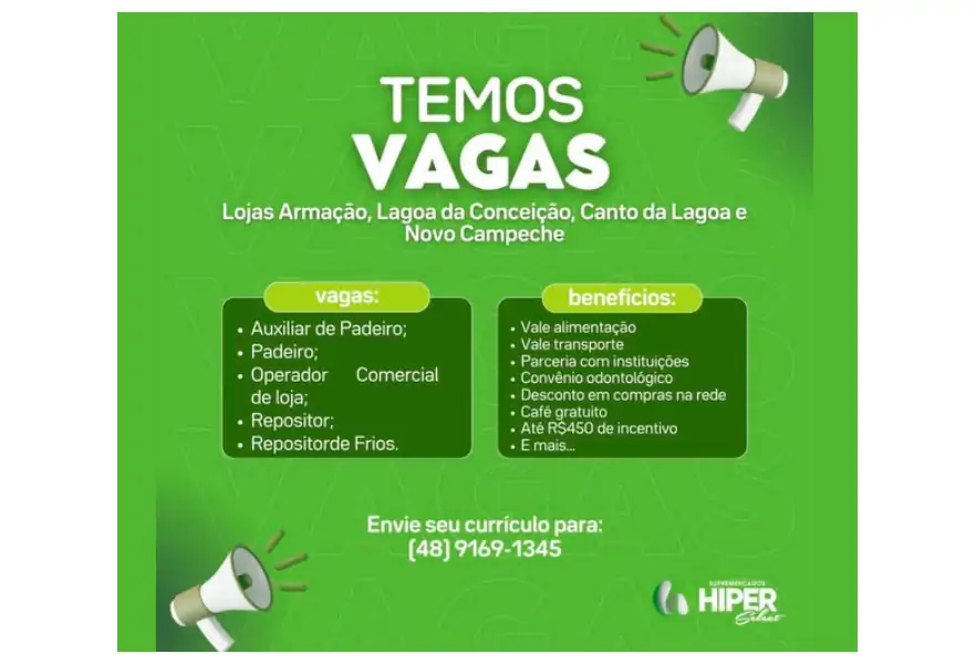 Diversas Vagas | Armação, Canto da Lagoa, Lagoa da Conceição e Novo Campeche 1