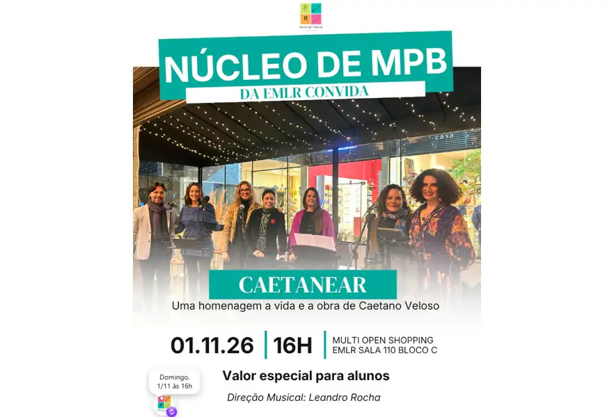 Espetáculo em homenagem a Caetano Veloso acontece neste domingo no Rio Tavares, em Florianópolis 1 Espetáculo em homenagem a Caetano Veloso acontece neste domingo no Rio Tavares, em Florianópolis 1