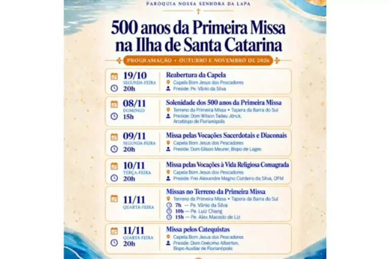 Florianópolis inicia celebrações dos 500 anos da Primeira Missa na Ilha de Santa Catarina nesta segunda-feira (19)