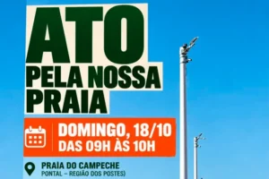 Moradores do Campeche realizam encontro na praia para discutir instalação de postes na restinga